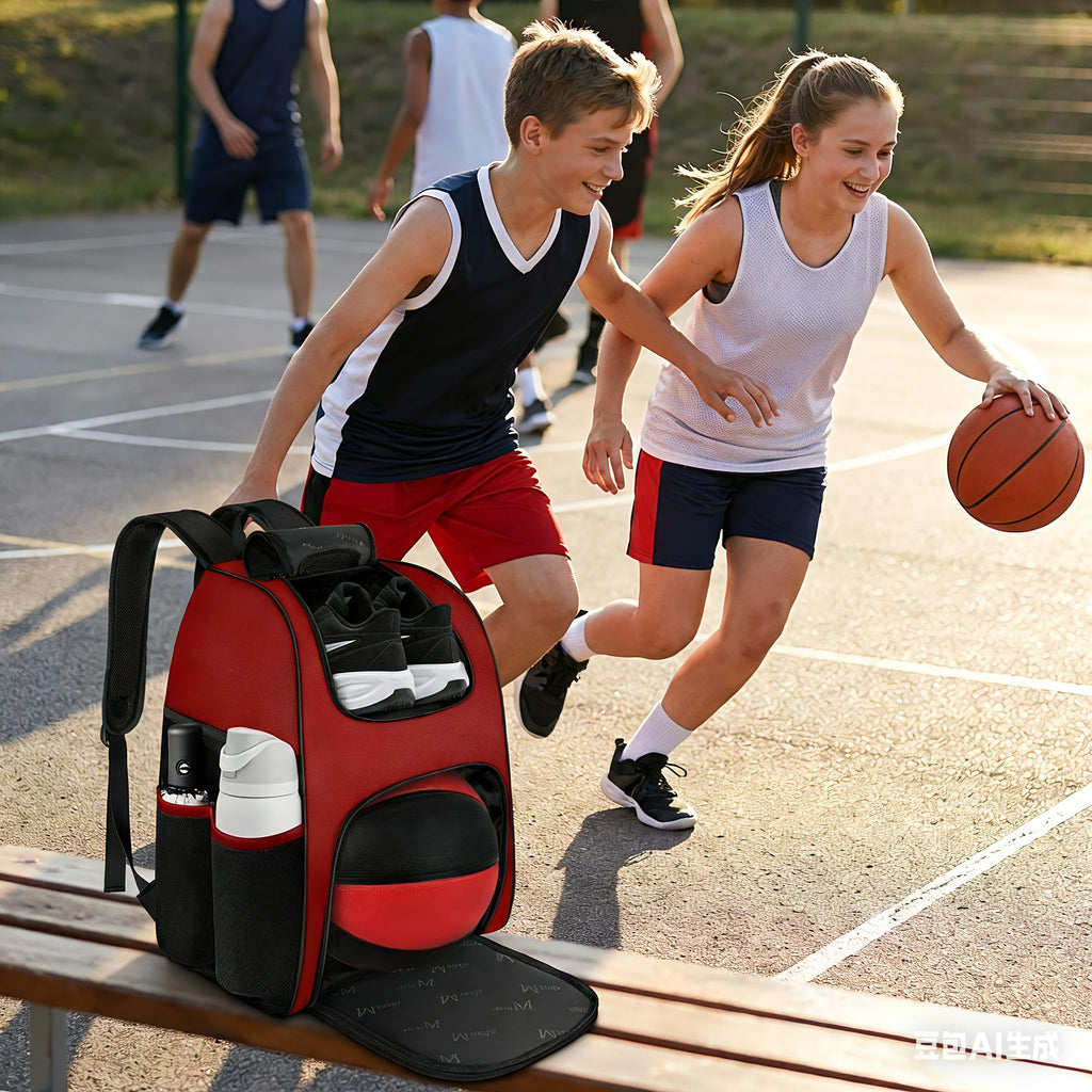 MATEIN - Bolsa de baloncesto, mochila de fútbol resistente con soporte para pelota y compartimento para zapatos, gran mochila de baloncesto para equipo de entrenamiento, mochila de baloncesto