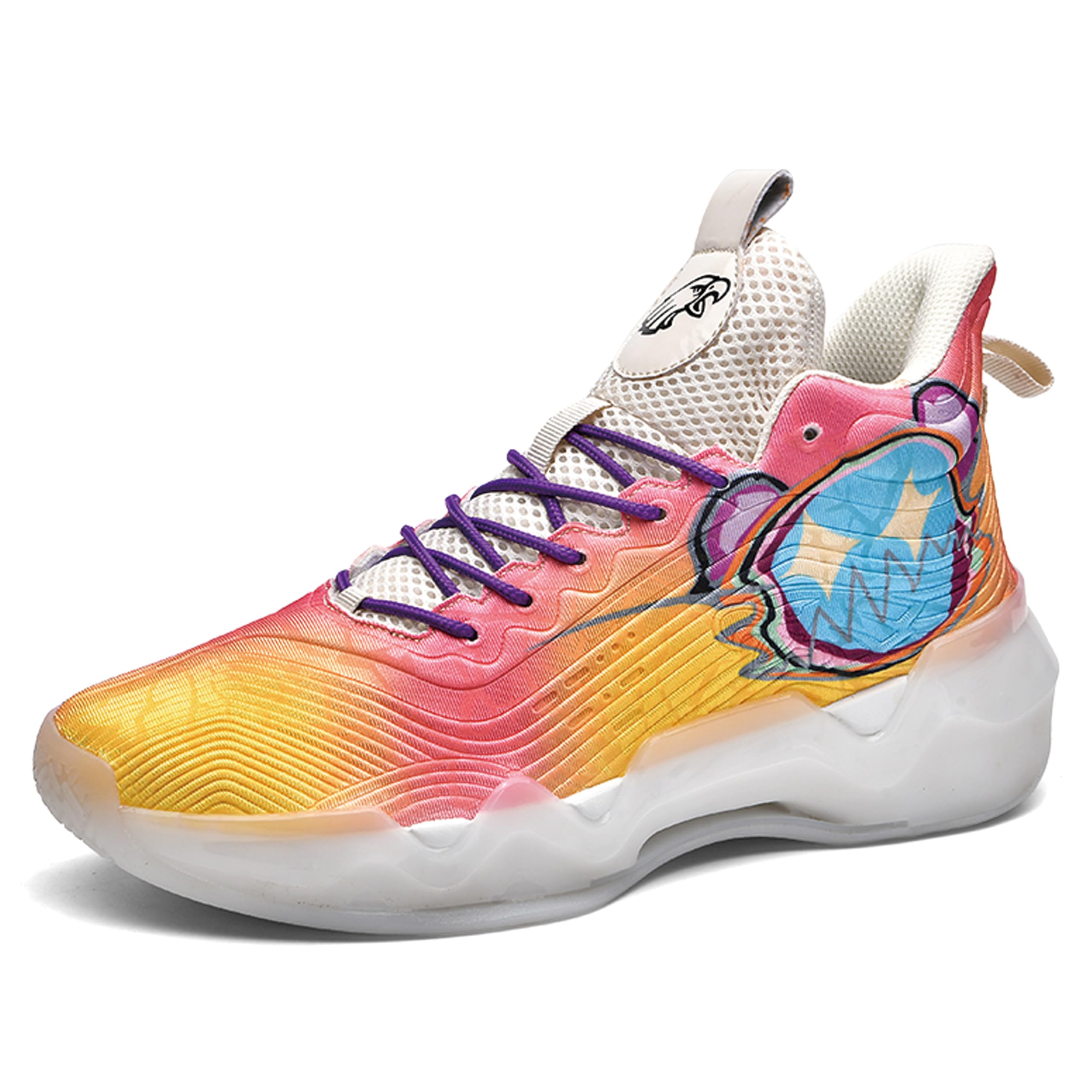 Zapatos de baloncesto de caña alta para hombre con suelas antideslizantes y resistentes al desgaste, zapatos para correr con diseño de graffiti, zapatos deportivos de moda