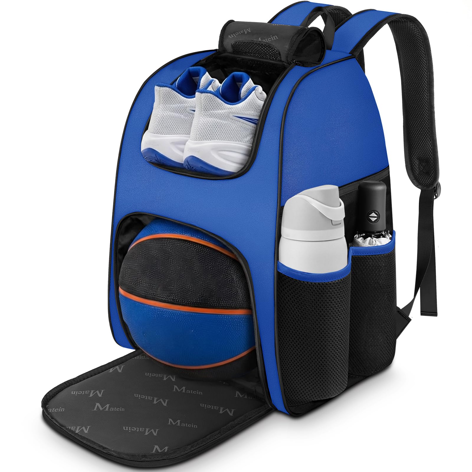 MATEIN - Bolsa de baloncesto, mochila de fútbol resistente con soporte para pelota y compartimento para zapatos, gran mochila de baloncesto para equipo de entrenamiento, mochila de baloncesto