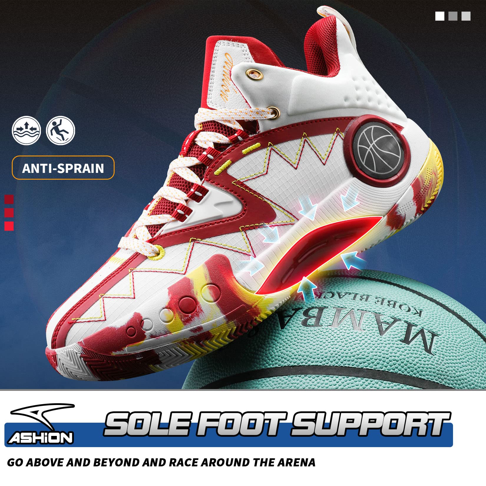 ASHION Zapatos de Baloncesto para Hombre de Moda Transpirables Zapatillas Antideslizantes para Hombre con Soporte de Arco Zapatos Deportivos para Correr