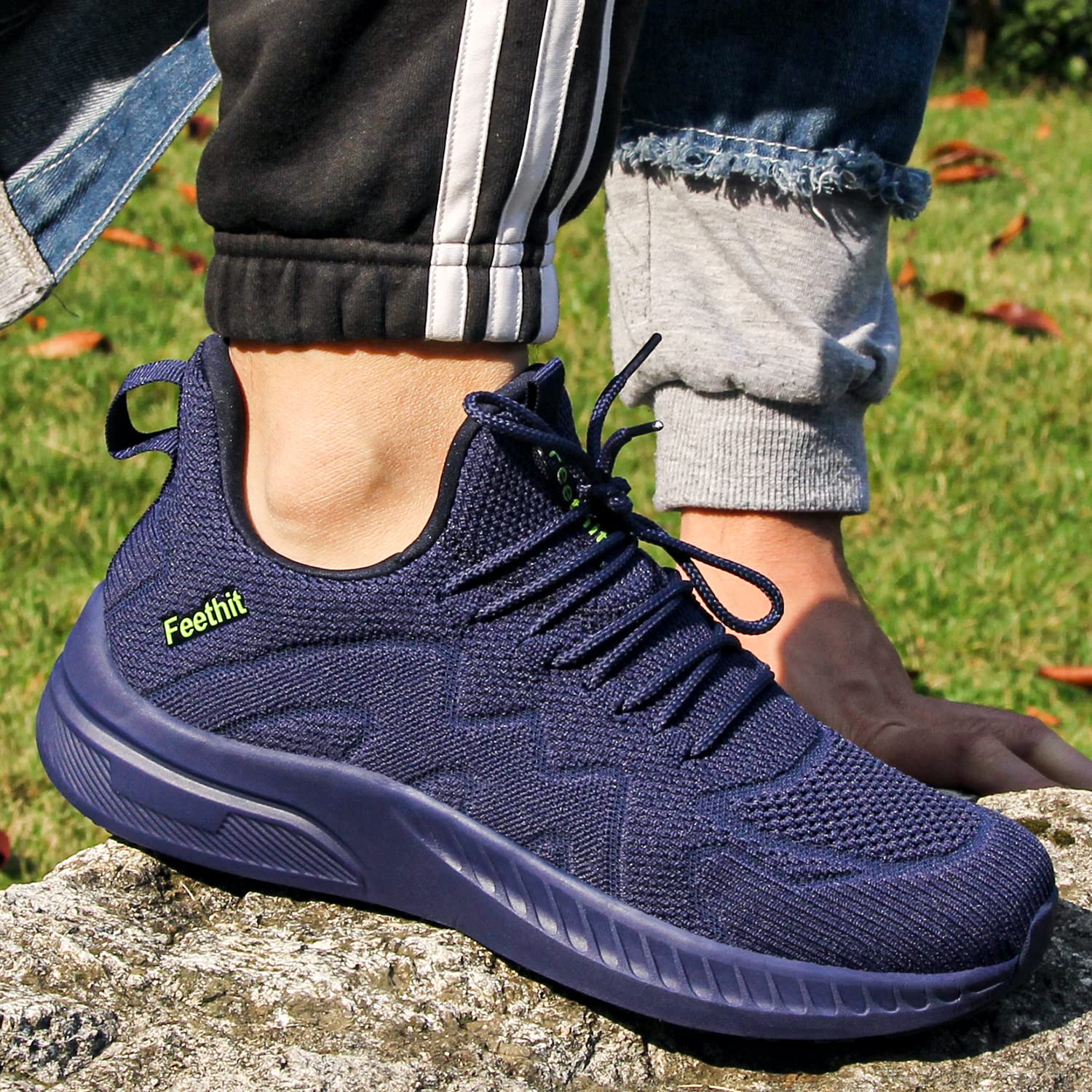 Feethit - Tenis para hombre antideslizantes, ligeros, transpirables, estilo slip-on, para caminar, correr y gimnasio