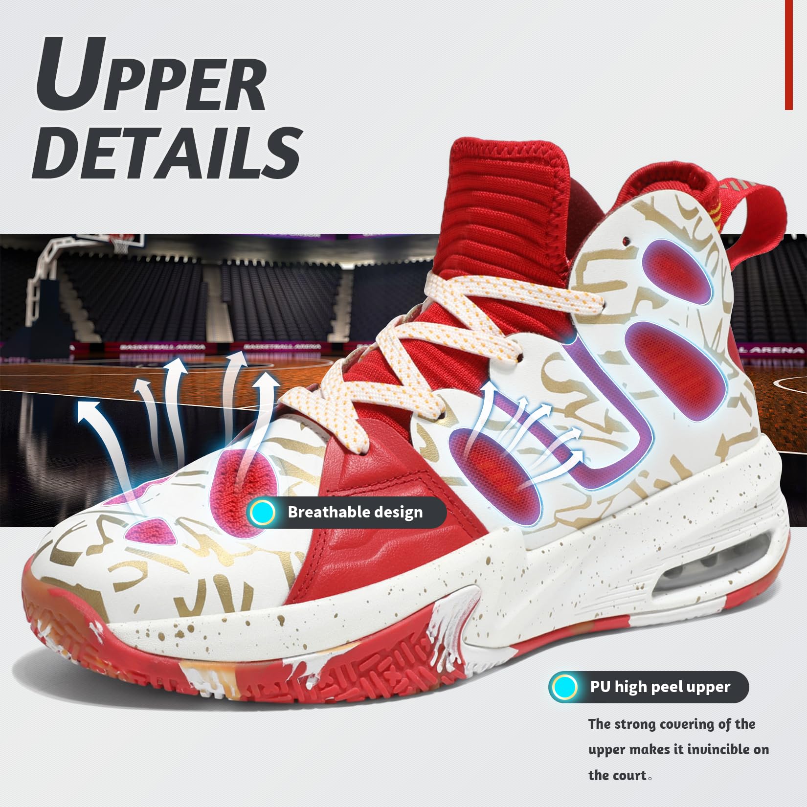 ASHION Zapatos de Baloncesto para Hombre de Moda Transpirables Zapatillas Antideslizantes para Hombre con Soporte de Arco Zapatos Deportivos para Correr