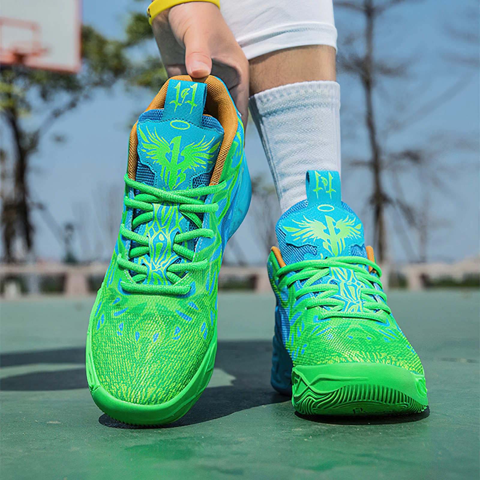 Exusiai Tenis de baloncesto para hombre, transpirables, antideslizantes, cómodos, acolchados, atléticos
