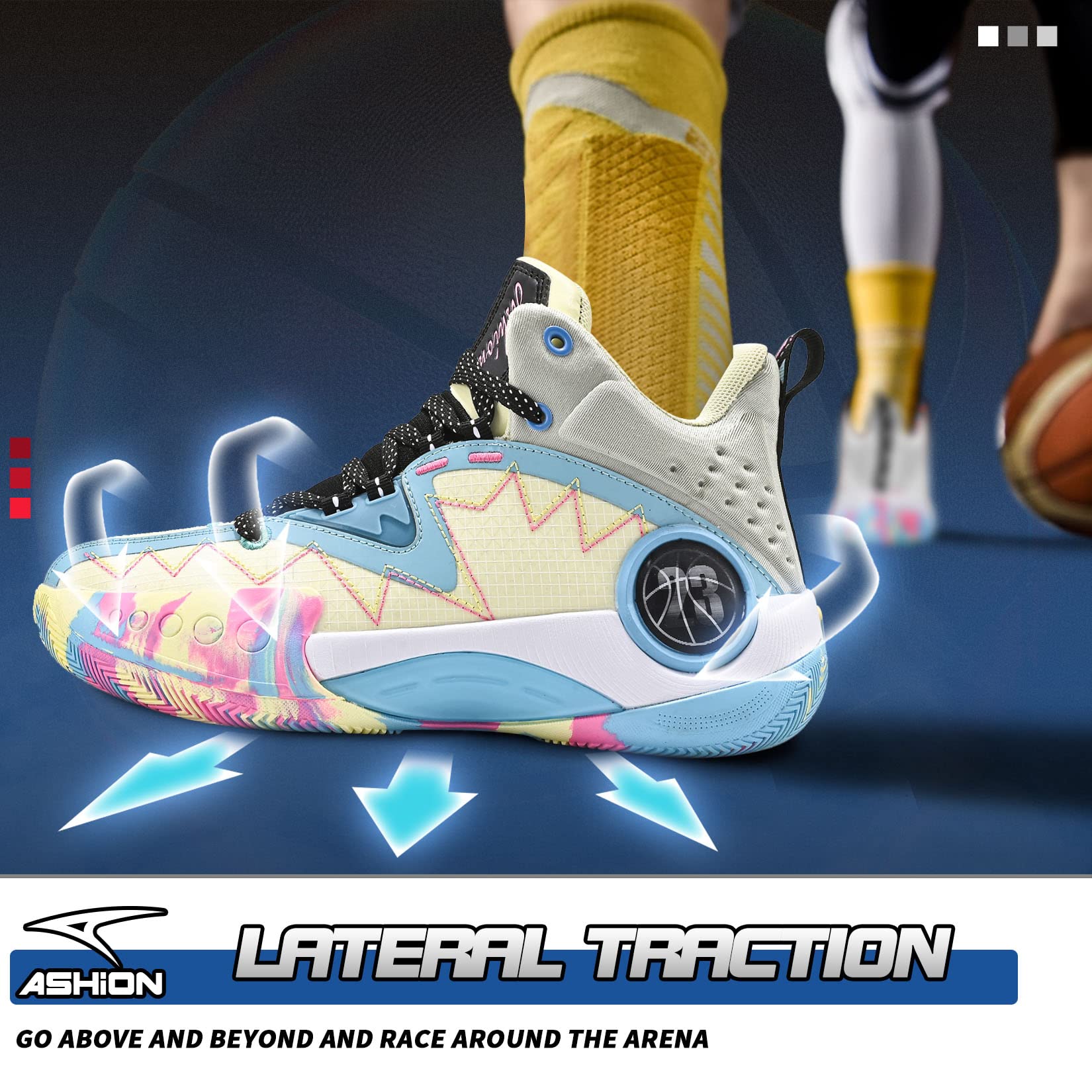 ASHION Zapatos de Baloncesto para Hombre de Moda Transpirables Zapatillas Antideslizantes para Hombre con Soporte de Arco Zapatos Deportivos para Correr