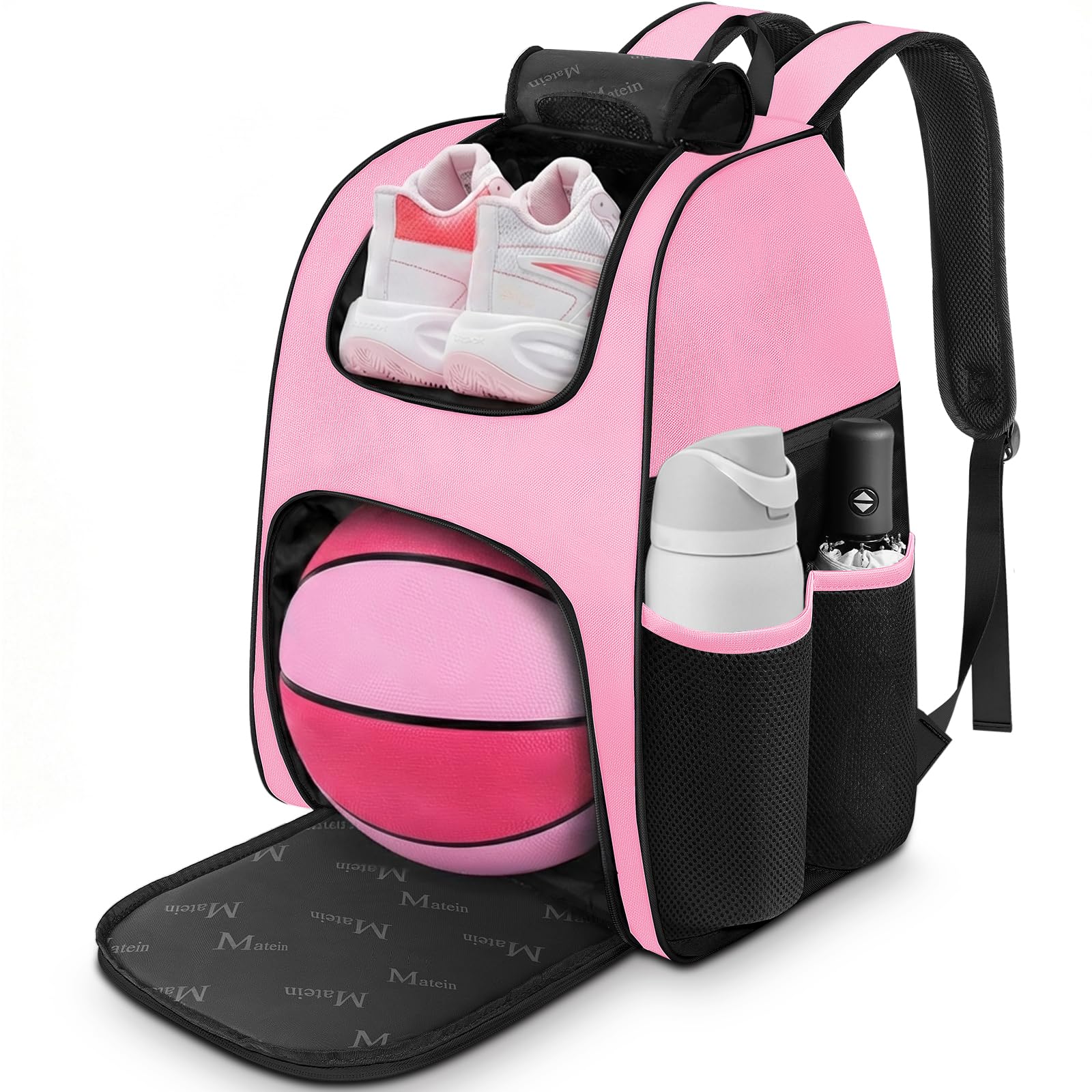 MATEIN - Bolsa de baloncesto, mochila de fútbol resistente con soporte para pelota y compartimento para zapatos, gran mochila de baloncesto para equipo de entrenamiento, mochila de baloncesto