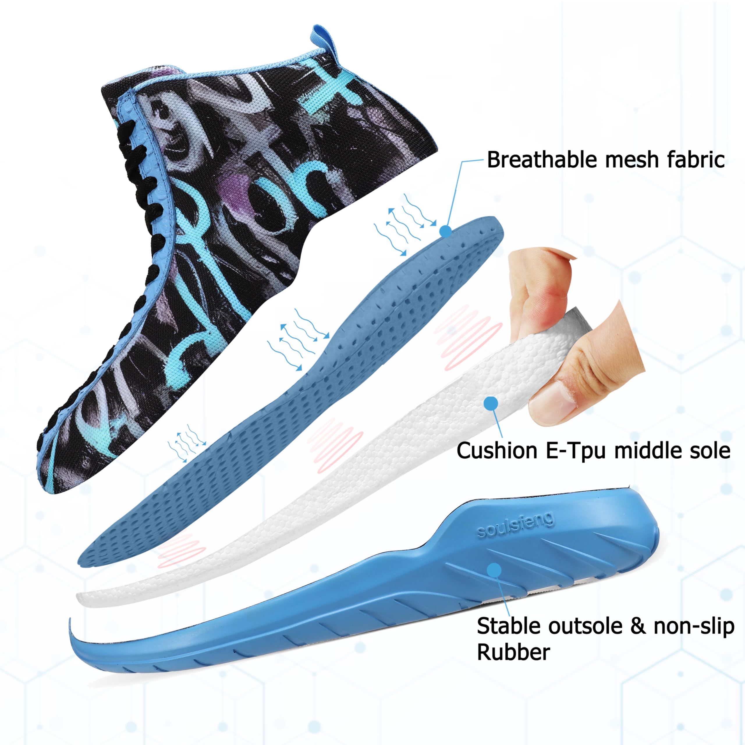 Zapatillas altas de baloncesto para hombre y mujer, con cordones únicos, ligeras, antideslizantes, para exteriores