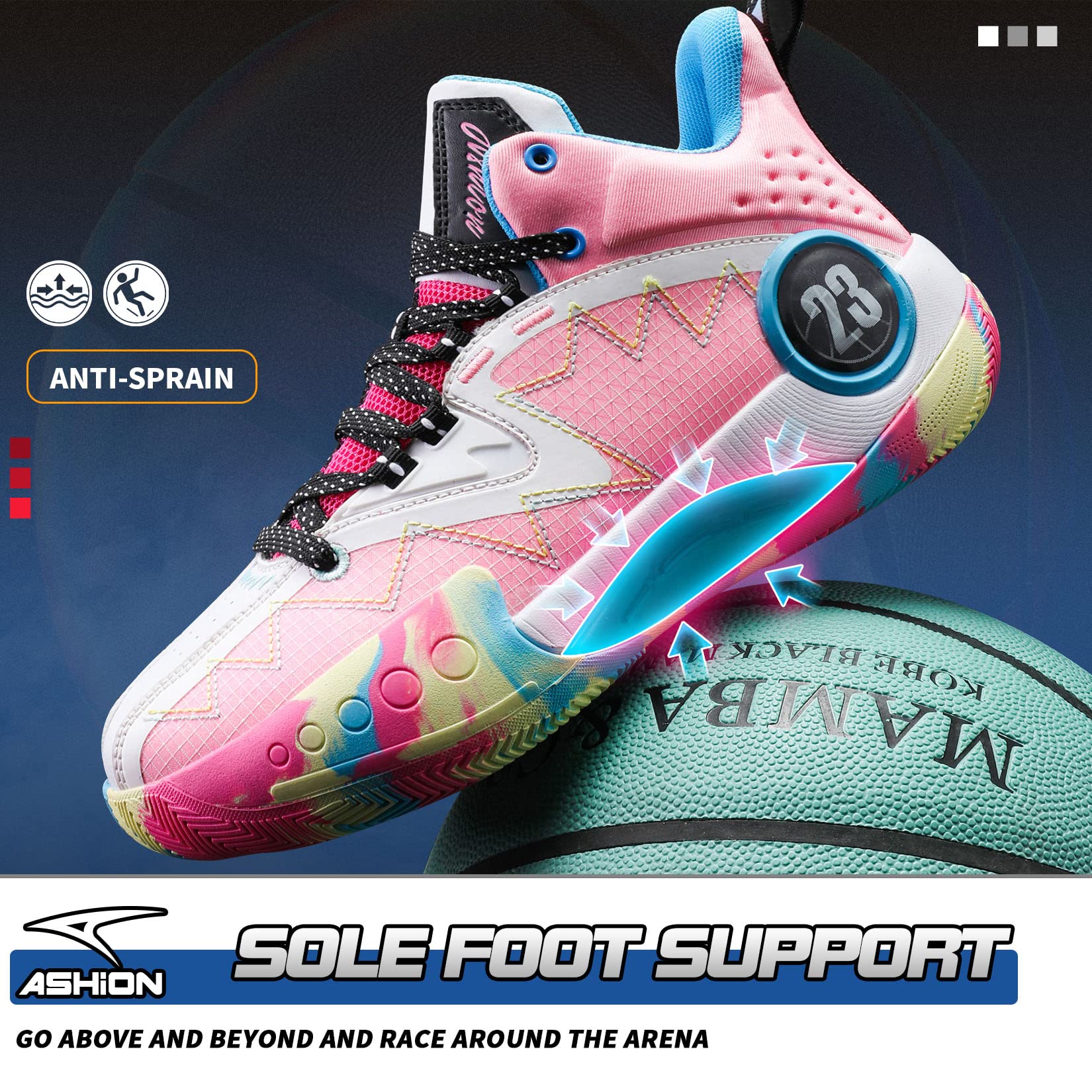 ASHION Zapatos de Baloncesto para Hombre de Moda Transpirables Zapatillas Antideslizantes para Hombre con Soporte de Arco Zapatos Deportivos para Correr