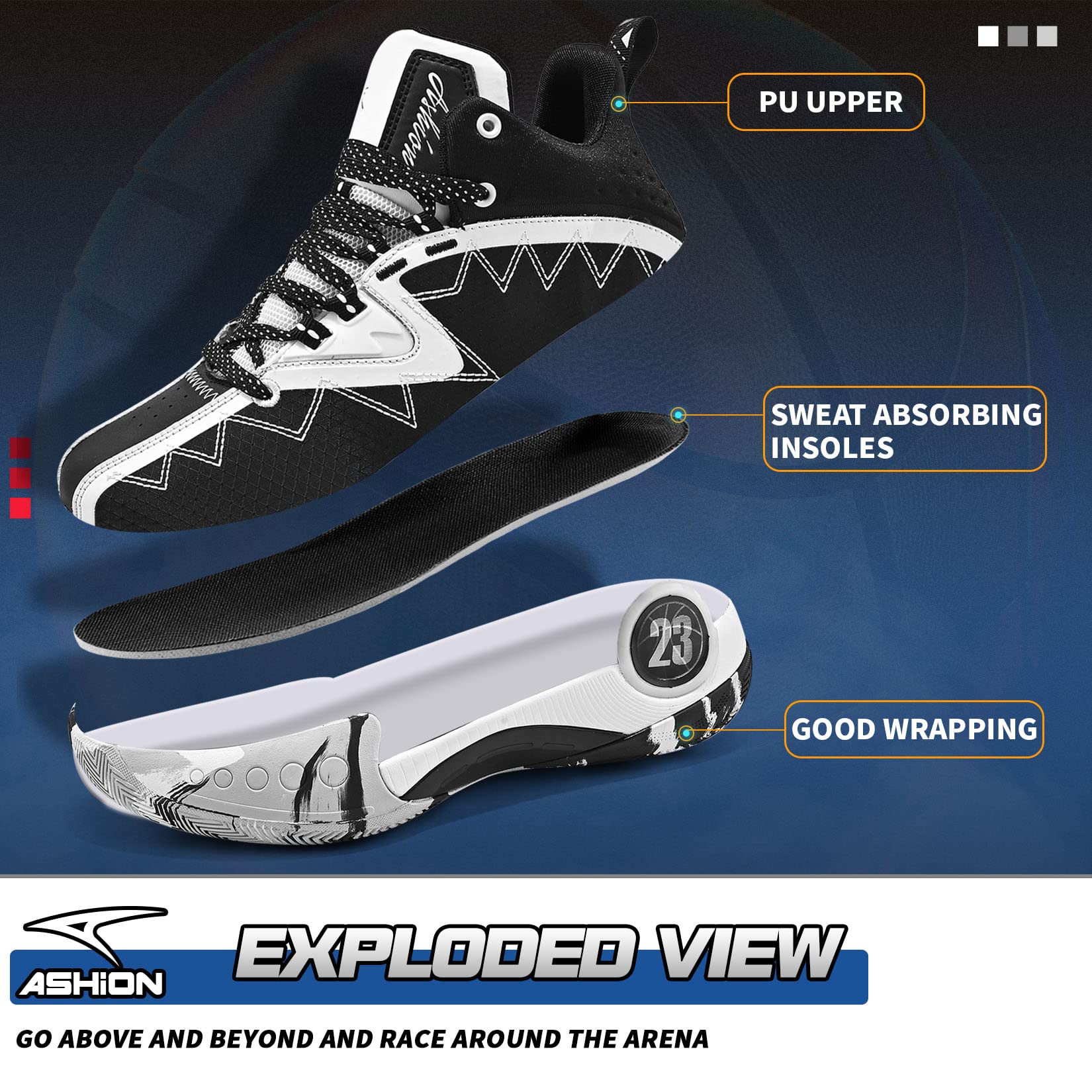 ASHION Zapatos de Baloncesto para Hombre de Moda Transpirables Zapatillas Antideslizantes para Hombre con Soporte de Arco Zapatos Deportivos para Correr