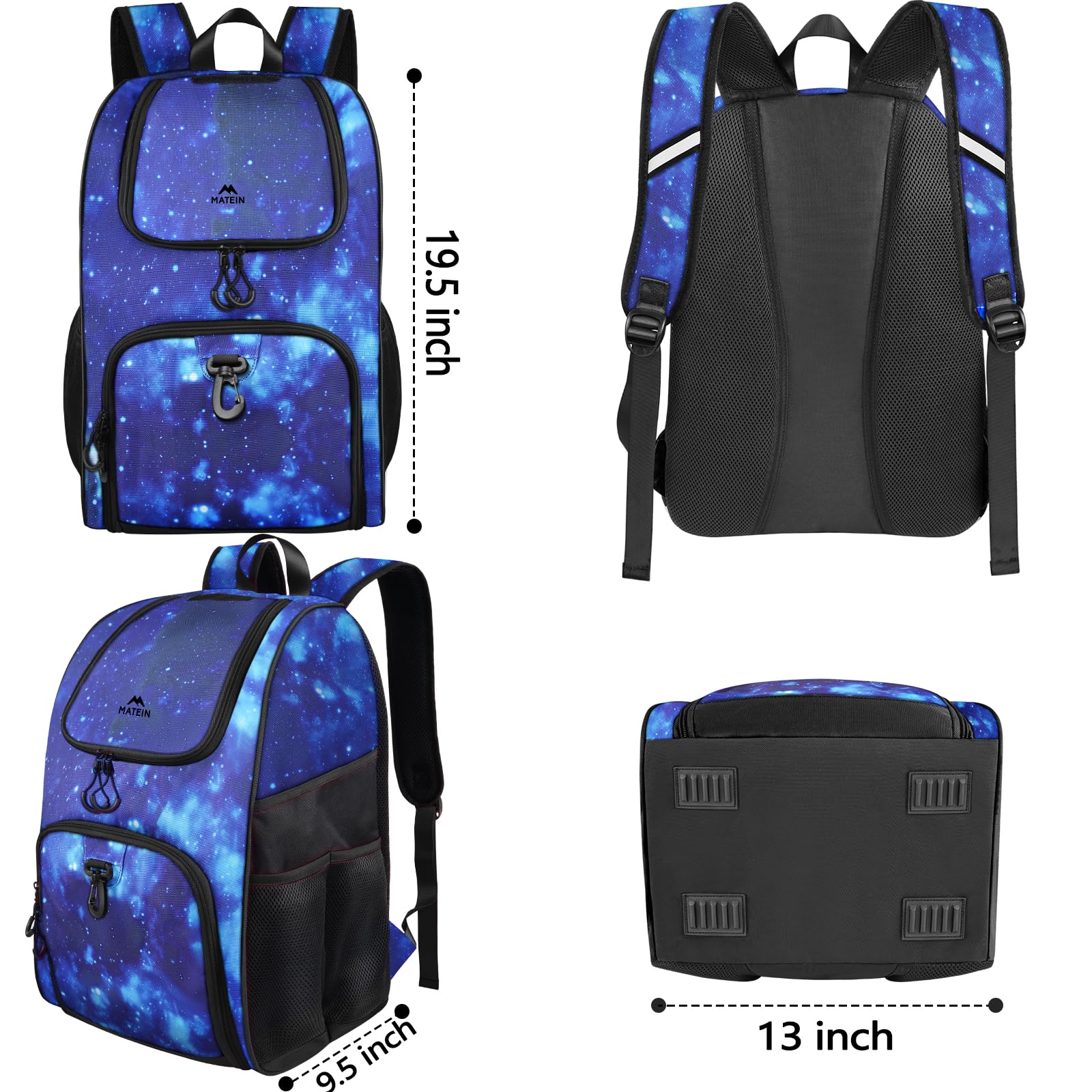 MATEIN - Bolsa de baloncesto, mochila de fútbol resistente con soporte para pelota y compartimento para zapatos, gran mochila de baloncesto para equipo de entrenamiento, mochila de baloncesto