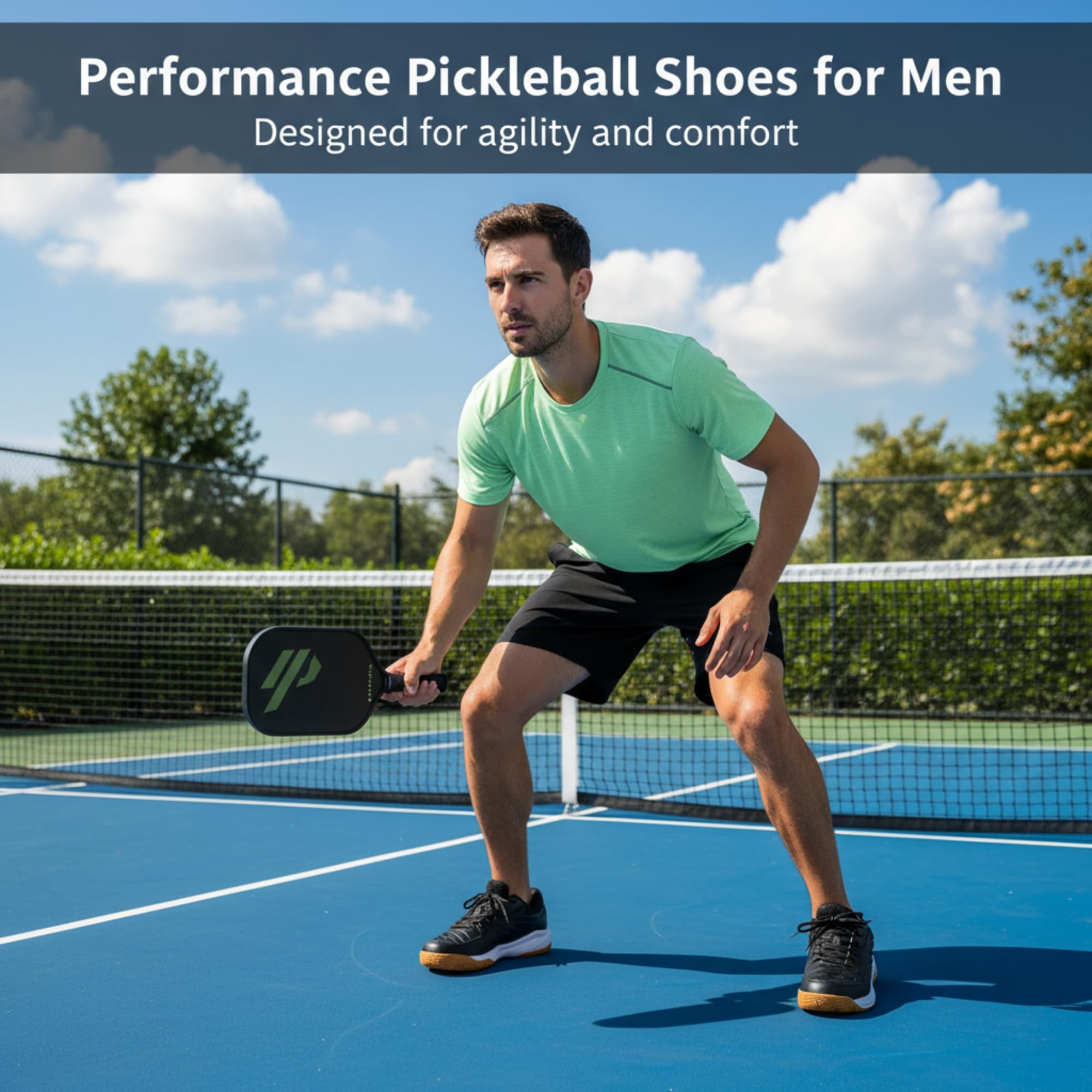 Zapatos de pickleball para hombre, tenis y raquetbol, antideslizantes, transpirables, acolchados