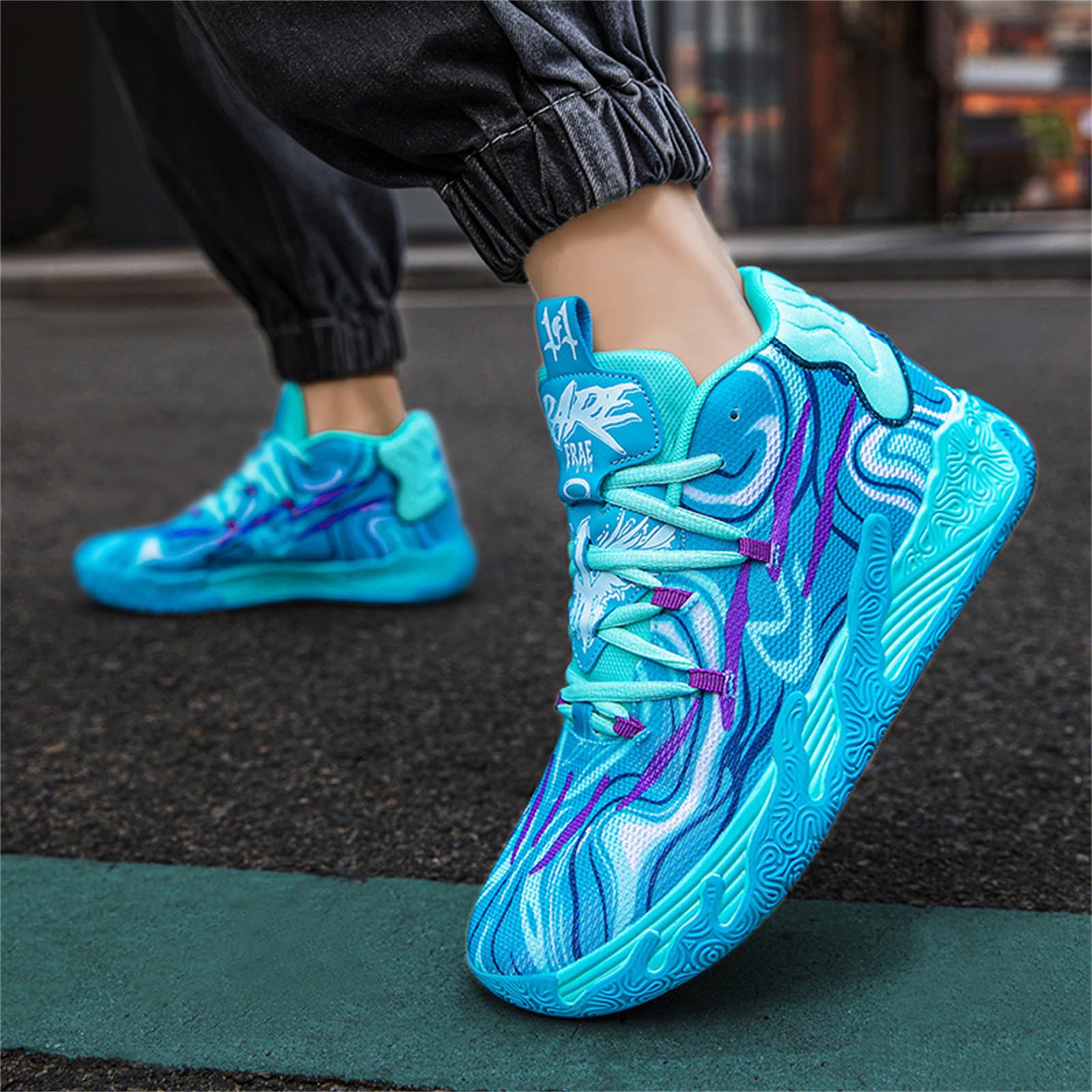 Zapatos de baloncesto de caña alta con cordones para hombre, estilo chino, transpirables, antideslizantes, zapatillas deportivas para exteriores con amortiguación, zapatos de entrenamiento