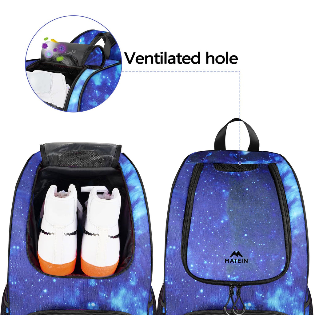 MATEIN - Bolsa de baloncesto, mochila de fútbol resistente con soporte para pelota y compartimento para zapatos, gran mochila de baloncesto para equipo de entrenamiento, mochila de baloncesto