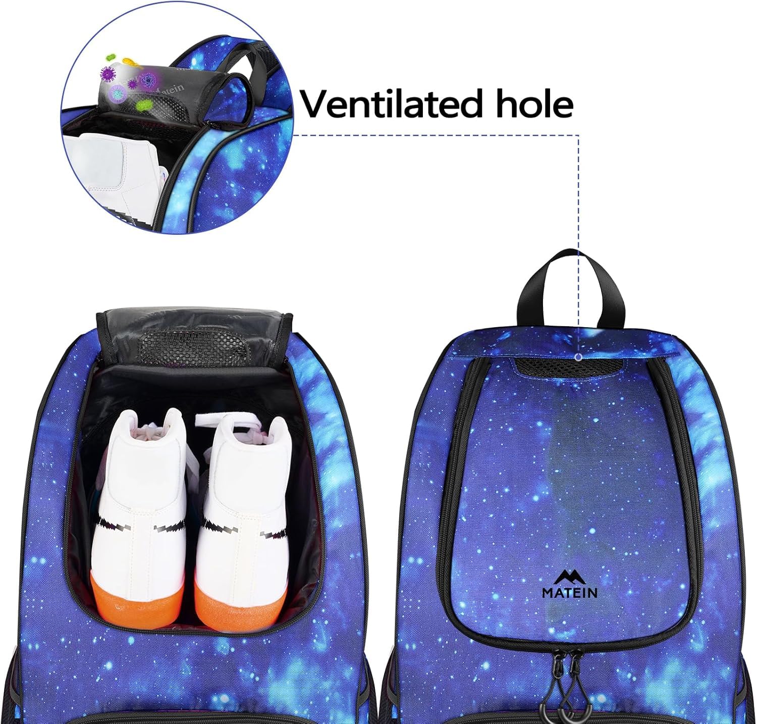 MATEIN - Bolsa de baloncesto, mochila de fútbol resistente con soporte para pelota y compartimento para zapatos, gran mochila de baloncesto para equipo de entrenamiento, mochila de baloncesto