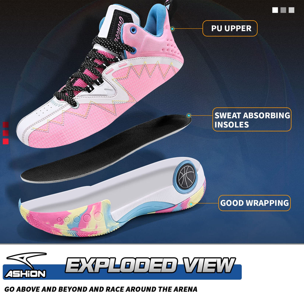 ASHION Zapatos de Baloncesto para Hombre de Moda Transpirables Zapatillas Antideslizantes para Hombre con Soporte de Arco Zapatos Deportivos para Correr