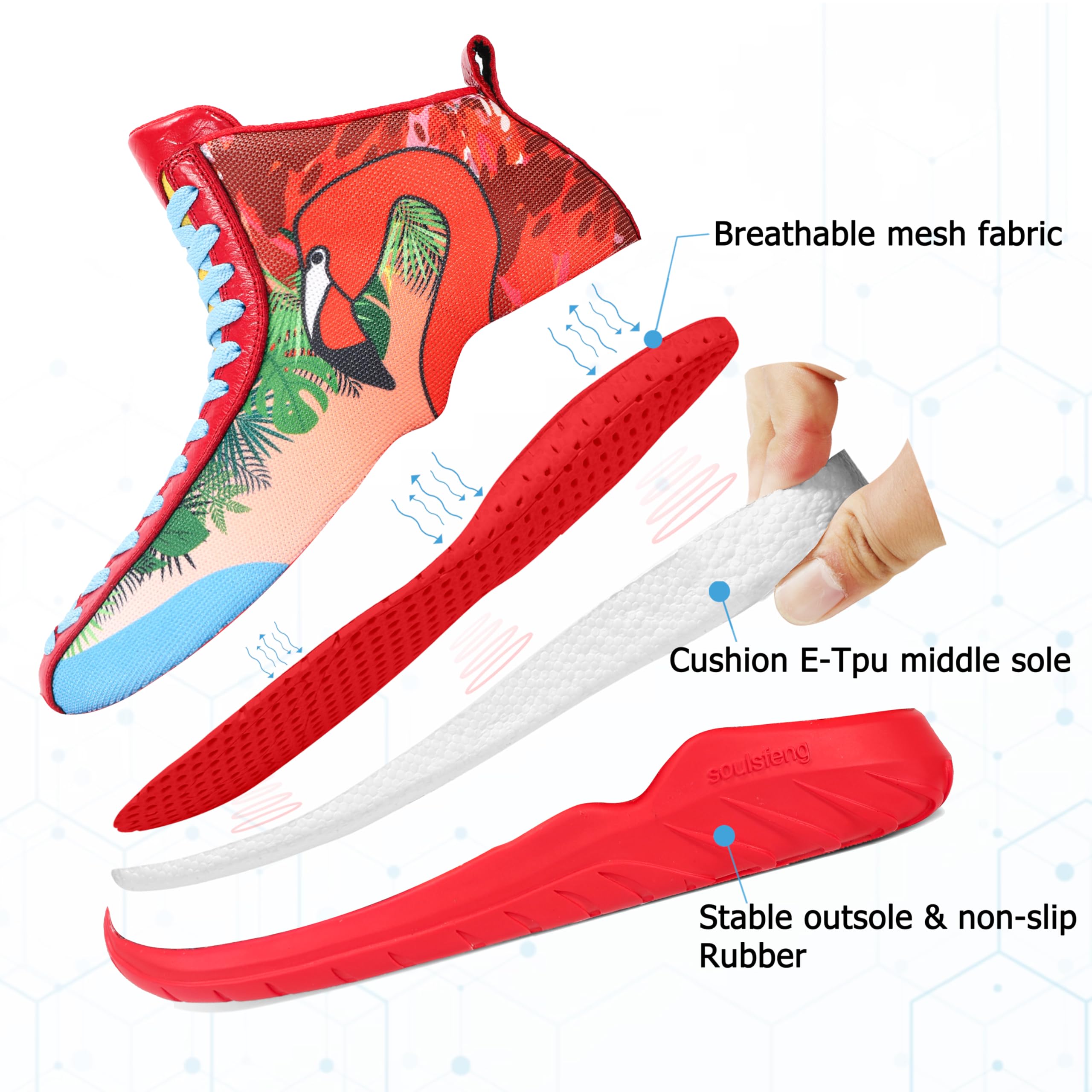 Zapatillas altas de baloncesto para hombre y mujer, con cordones únicos, ligeras, antideslizantes, para exteriores