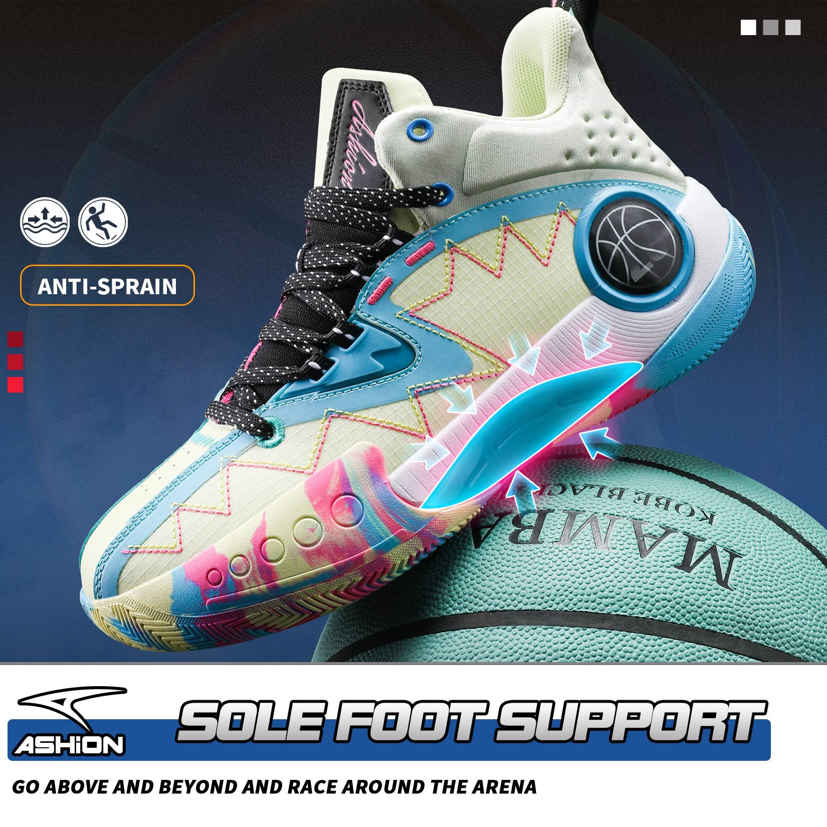 ASHION Zapatos de Baloncesto para Hombre de Moda Transpirables Zapatillas Antideslizantes para Hombre con Soporte de Arco Zapatos Deportivos para Correr