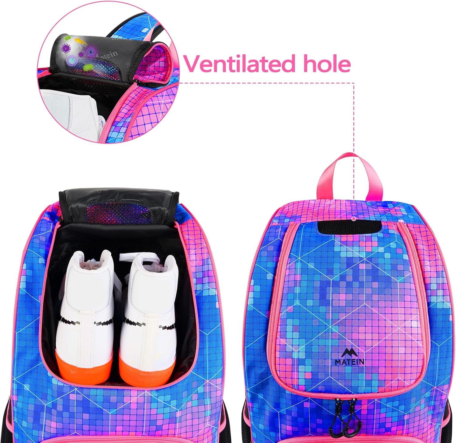 MATEIN - Bolsa de baloncesto, mochila de fútbol resistente con soporte para pelota y compartimento para zapatos, gran mochila de baloncesto para equipo de entrenamiento, mochila de baloncesto