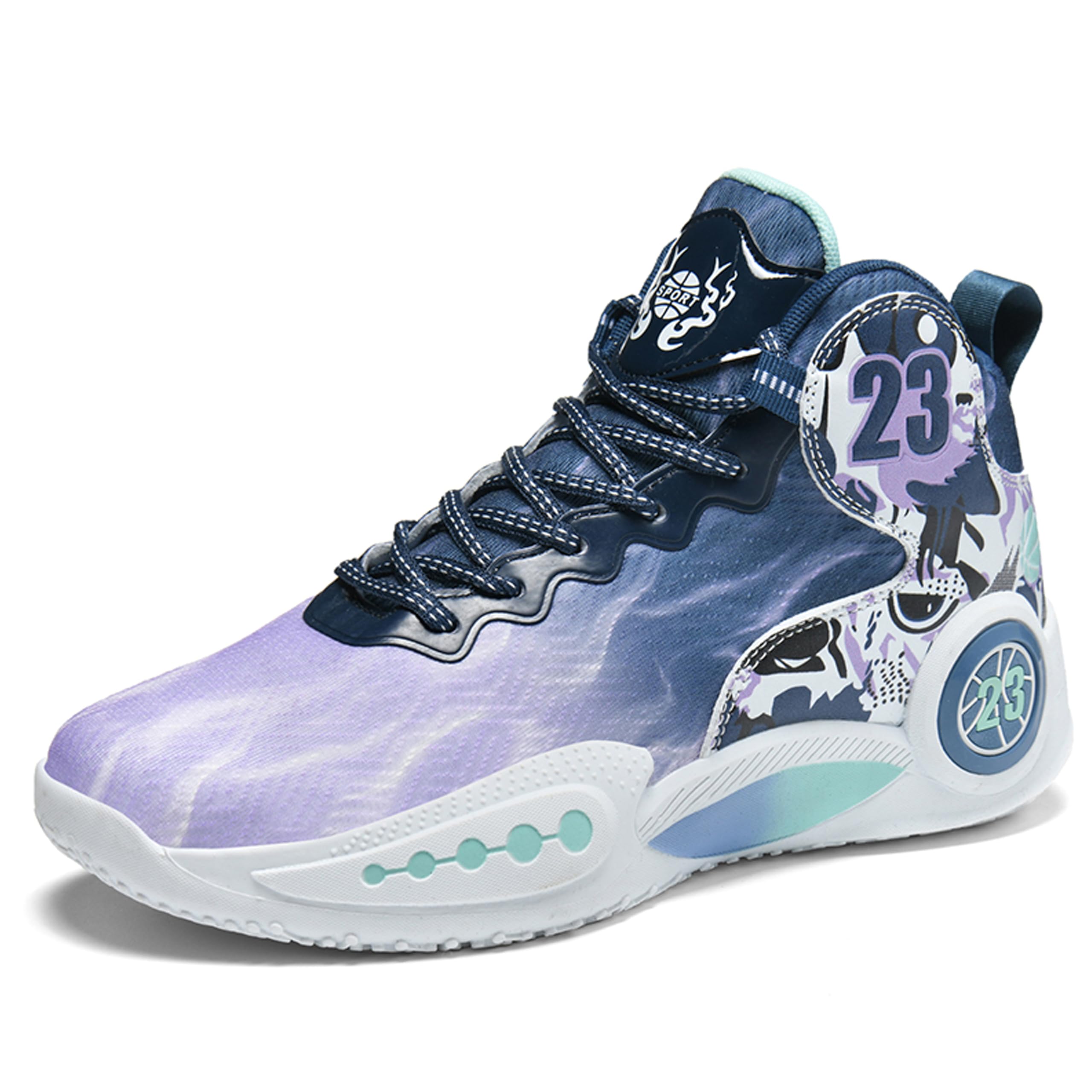 Zapatos de baloncesto de caña alta para hombre con suelas antideslizantes y resistentes al desgaste, zapatos para correr con diseño de graffiti, zapatos deportivos de moda