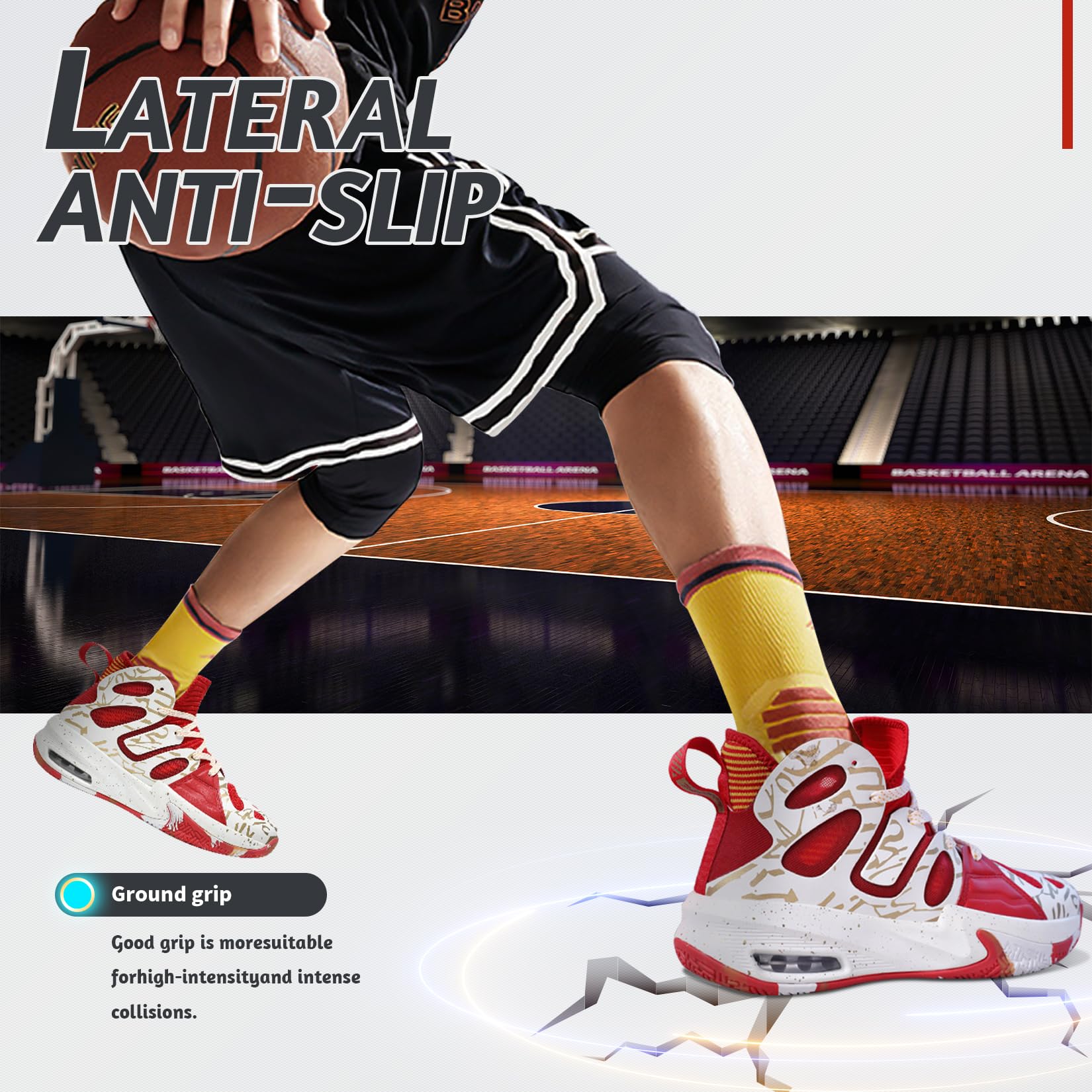ASHION Zapatos de Baloncesto para Hombre de Moda Transpirables Zapatillas Antideslizantes para Hombre con Soporte de Arco Zapatos Deportivos para Correr