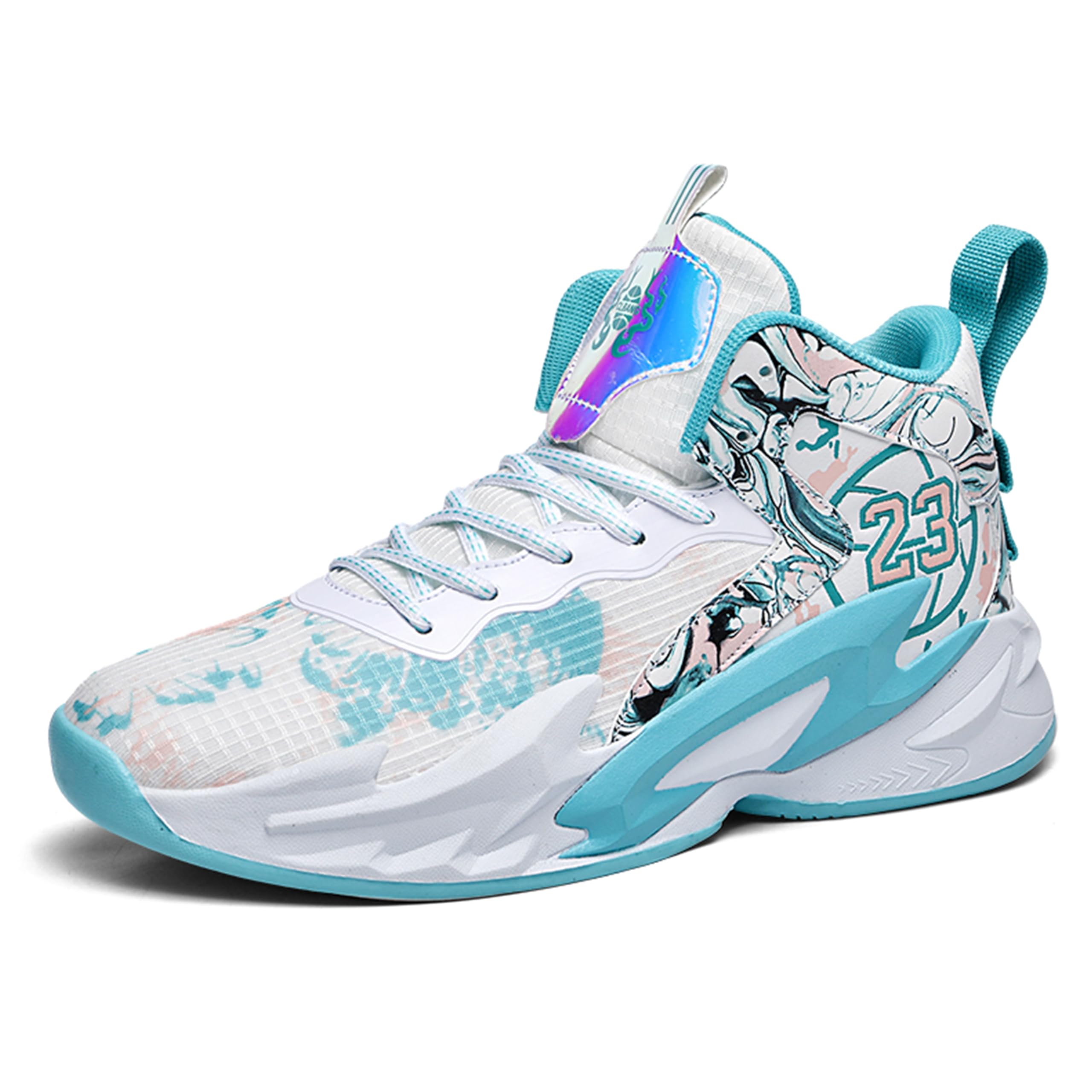Zapatos de baloncesto de caña alta para hombre con suelas antideslizantes y resistentes al desgaste, zapatos para correr con diseño de graffiti, zapatos deportivos de moda