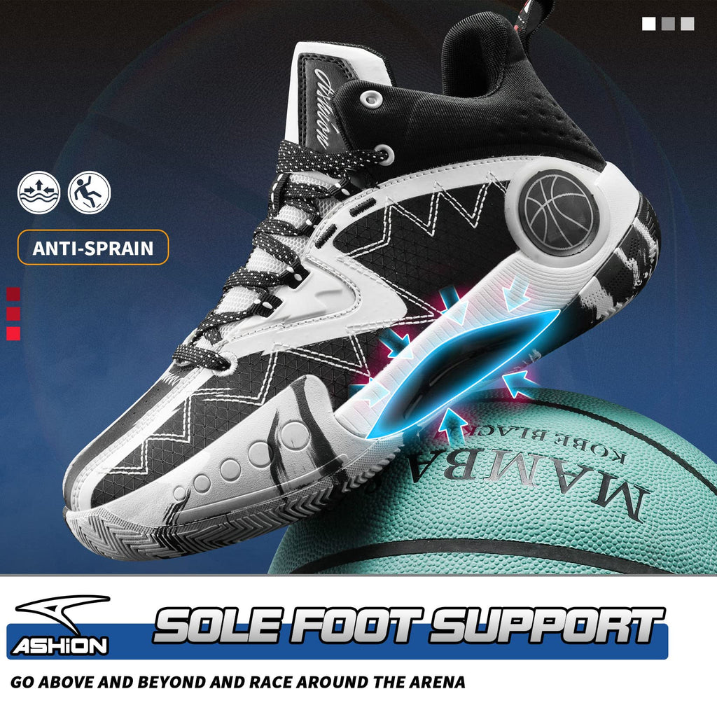 ASHION Zapatos de Baloncesto para Hombre de Moda Transpirables Zapatillas Antideslizantes para Hombre con Soporte de Arco Zapatos Deportivos para Correr