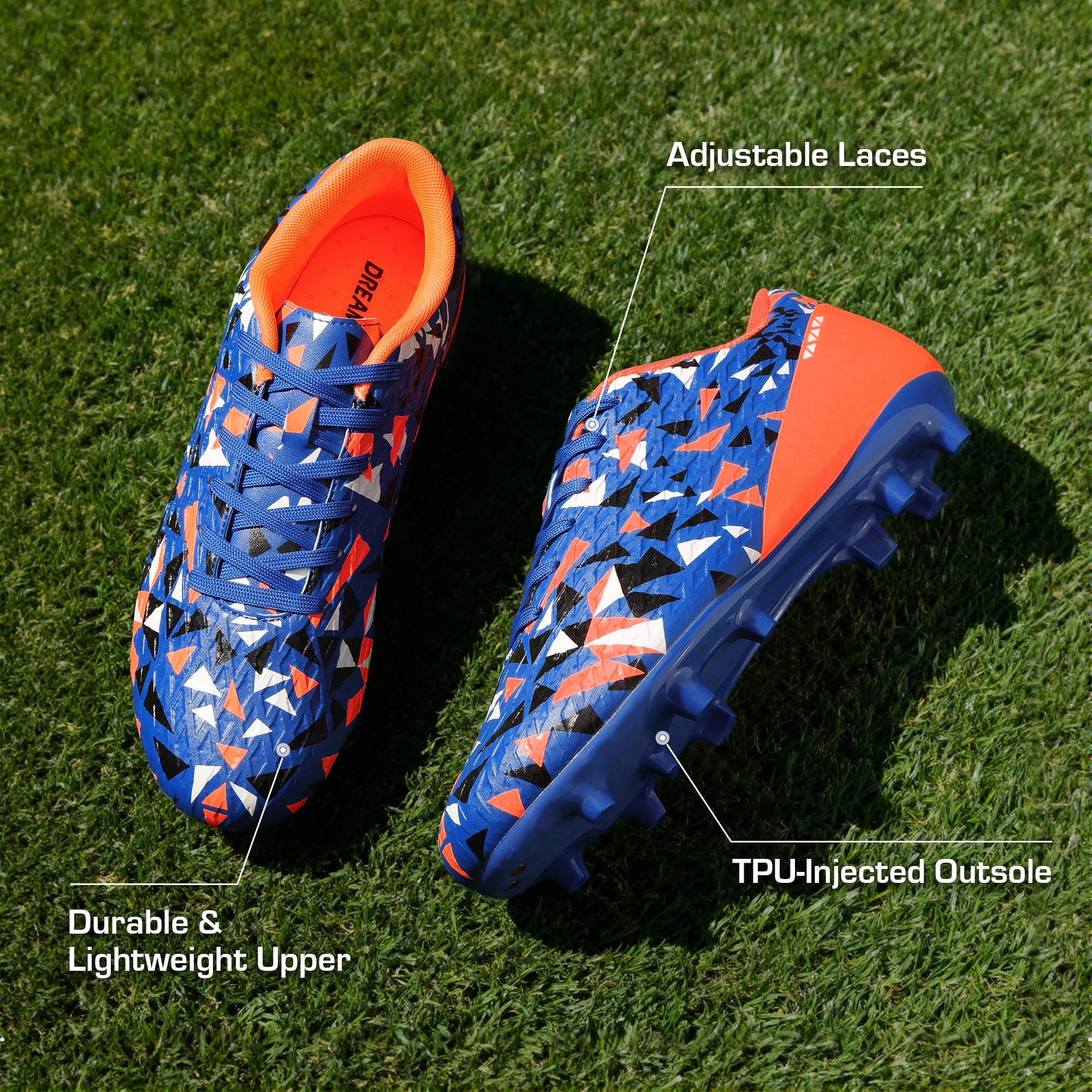 DREAM PAIRS Zapatos de fútbol para hombre, zapatos de fútbol para adultos, con cordones, firmes, atléticos, para entrenamiento al aire libre, zapatos de fútbol