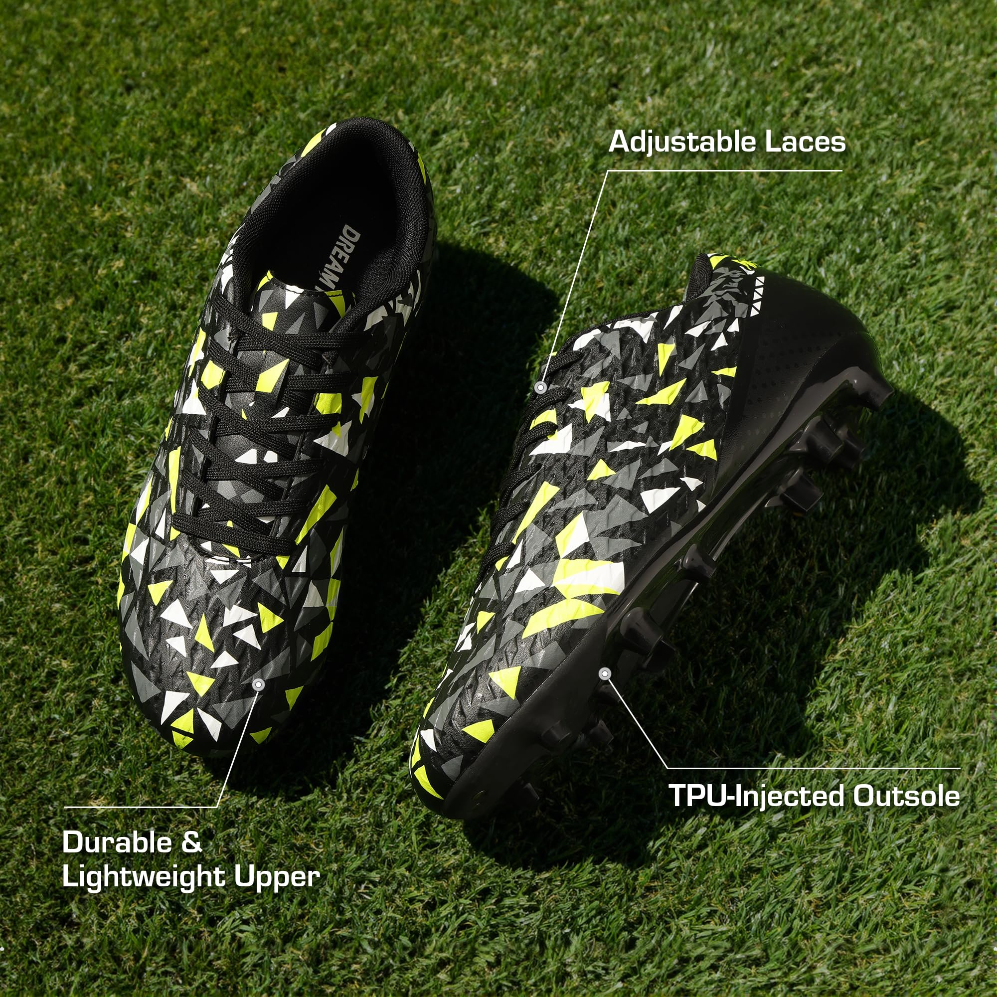 DREAM PAIRS Zapatos de fútbol para hombre, zapatos de fútbol para adultos, con cordones, firmes, atléticos, para entrenamiento al aire libre, zapatos de fútbol